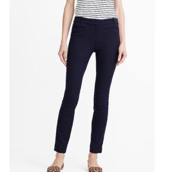 J. Crew Lexie Stretch Cotton Navy Blue Straight Slim Leg Chino Ankle Pants sz 2 - Picture 1 of 9